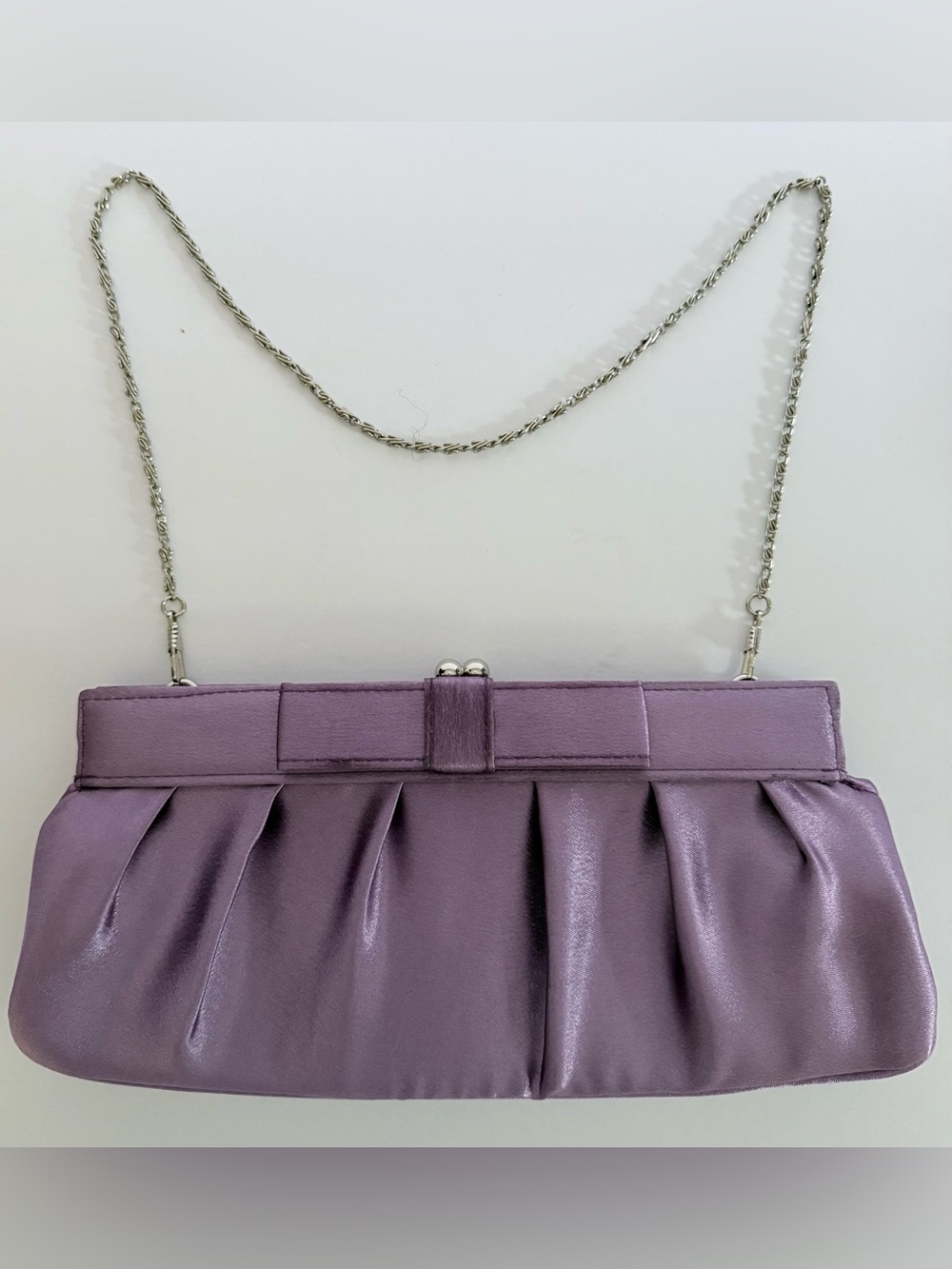 Bijoux Terner Lavender Satin Evening Bag Clutch Chain Purse